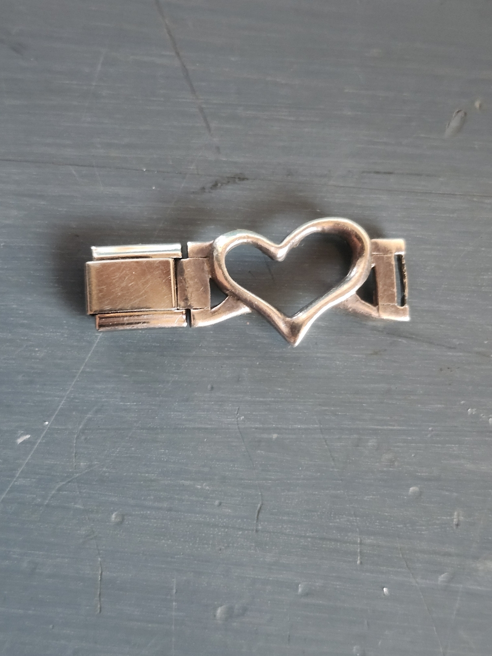 Silver Heart Bracelet Triple Italian Link Charm
